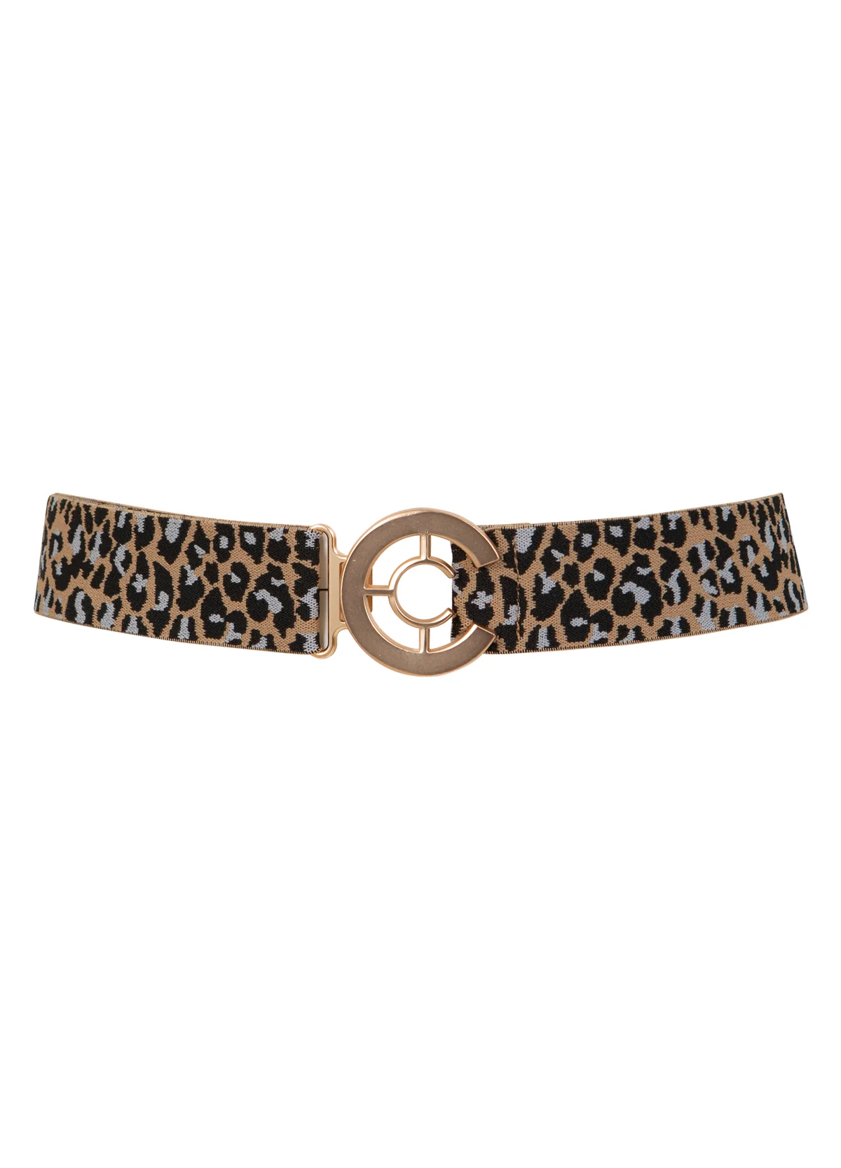 Elastic Logo Belt with Print - Leo Print Sand