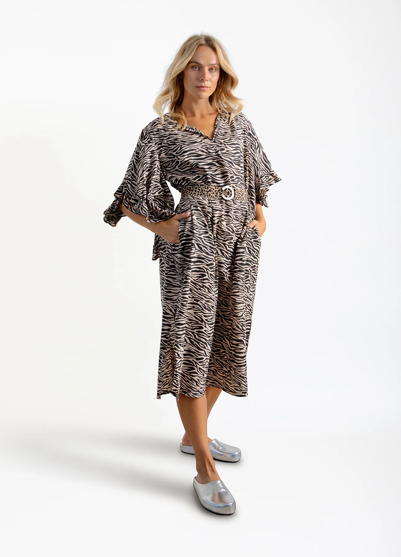 Elastic Logo Belt with Print - Leo Print Sand - Bild 2