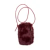 Faux Fur Phone Bag - Burgundy