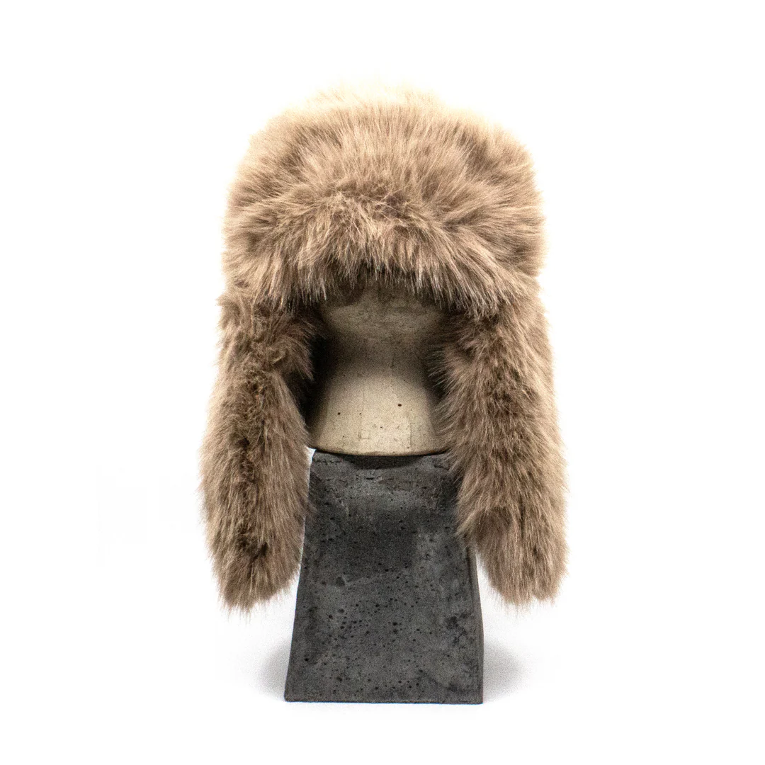 Faux Fur Hat - Mud