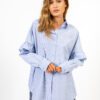 CC Heart Gia Stripe Frill Shirt - Blue Stripe