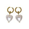 I Heart You Earrings-Pearl Gold