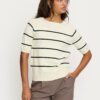 SRMarla Stripe SS Knit - Arctic  Wolf with Black