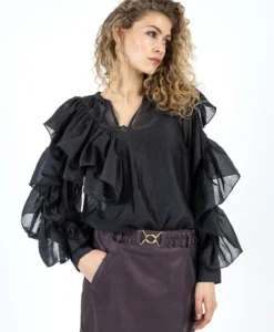 Blouse With Ruffles - Black