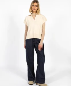 Alternative view of CC Heart Emerie Knit Polo Top - OffWhite Melange