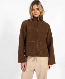 CC Heart Jamie Fleece Zip Sweater - Chocolate Brown