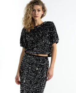 Alternative view of Sequins Jacket With Ribbons - Black/Silver