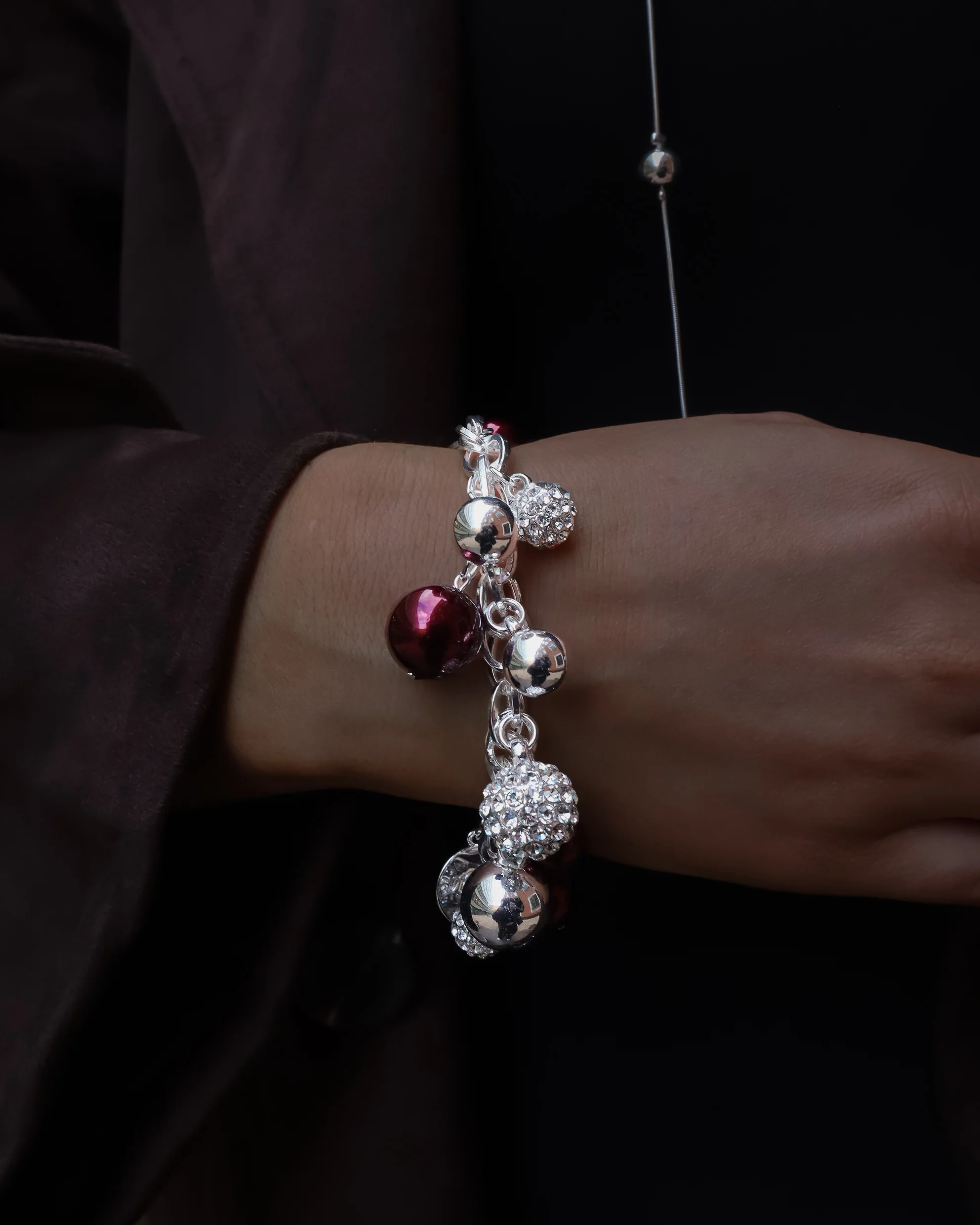 Berry Pearl Sparkle Bracelet - Silver/Bordeaux - Bild 2