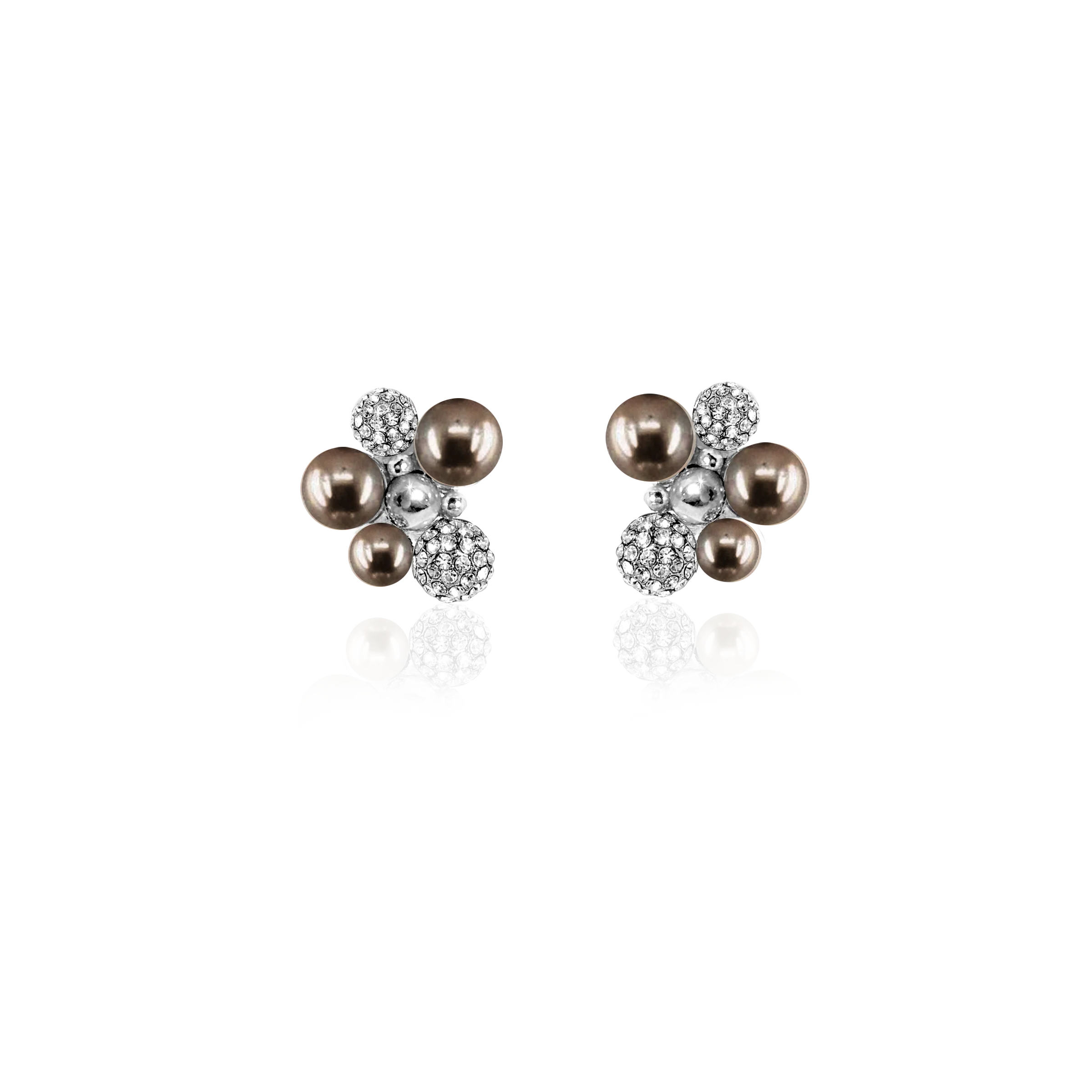 Berry Pearl Sparkle Stud - Silver/Crystal Brown