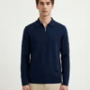 Caleb knitted half zip - Midnight ocean blue