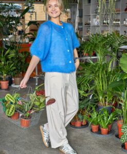 BCBjoerk Patent Knit Cardigan - Sky Blue