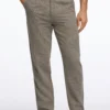 Linen Blend Herringbone Pants - Army