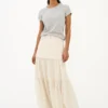 Angie Mix Long Skirt - Ecru