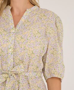 Kate V-Neck Long Dress - Lilac/Yellow - Bild 3