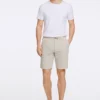 Linen Blend Herringbone Short - Lt Stone