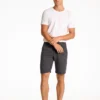 Linen Blend Herringbone Short - Black