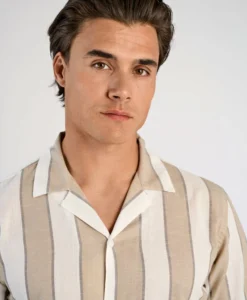Striped Linen/cotton Shirt - Sand - Bild 3