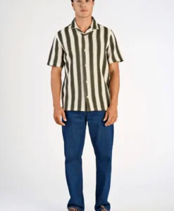 Bold Striped Resort Shirt - Dk Khaki