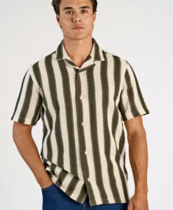 Alternative view of Bold Striped Resort Shirt - Dk Khaki