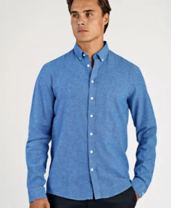 Linen/cotton Shirt L/S - Clear Blue