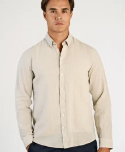 Linen/cotton Shirt L/S - Lt Stone