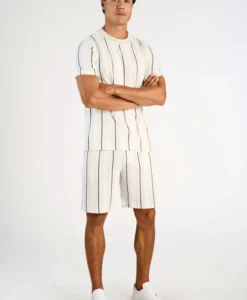 Striped Terry Shorts - Fair Grey