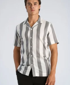 Striped Linen/cotton Shirt - Grey