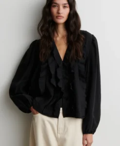 Rayna Frill Blouse - Black