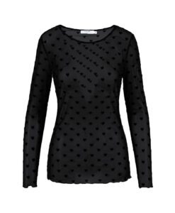 Eve Mesh O-Neck - Black Hearts