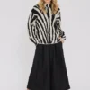 Zebra Knit Pullover - Black/Offwhite