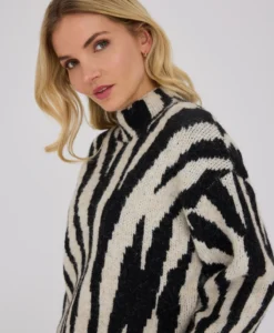 Zebra Knit Pullover - Black/Offwhite - Bild 3