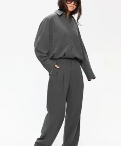 Ambel Herringbone Drapr - Mid Grey Melange - Bild 5