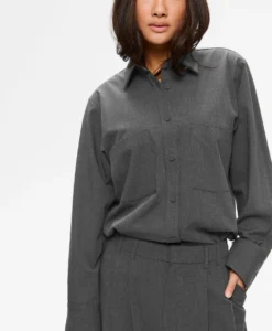 Ambel Herringbone Drapr - Mid Grey Melange - Bild 4