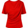 Sweat Blouse with Draped Detail - Red