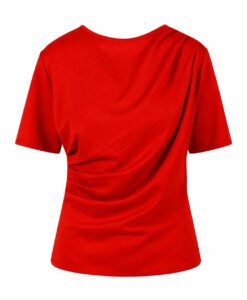 Sweat Blouse with Draped Detail - Red