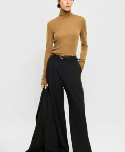 Lyocell - Wool Turtleneck Top - Bronze