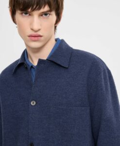 Boiled Wool Overshirt - Blue Melange - Bild 3