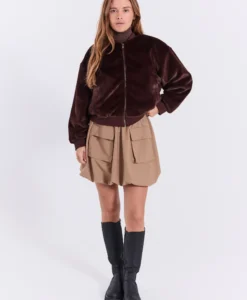 Justina Short Bubble HemSkirt - Warm Beige