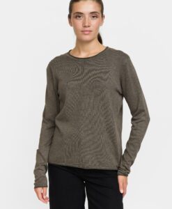 SRMarla O-Neck Roll Edge Knit - Canteen Melange