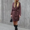Sinda Drape Dress - Dark Brown