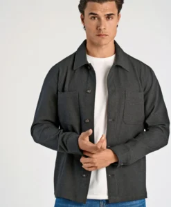 Alternative view of Superflex Brushed Mel Overshirt - DK Grey Mel