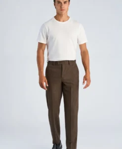 Flannel Wool Blend Formal Pant - Brown Mel