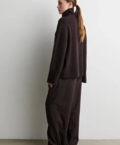 Alternative view of Alpha Knit T-Neck - Dark Brown Melange