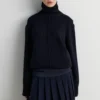 Alpha Knit Slit T-Neck - Night Sky