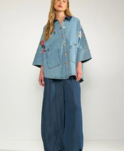 Nualona Parachute Pants - Dark Blue Denim