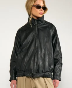 Nubika Oversize PU Jacket - Caviar