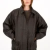 Daisy Oversized Leather Jacket - Espresso Brown