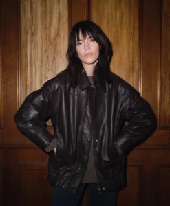 Daisy Oversized Leather Jacket - Espresso Brown - Bild 7