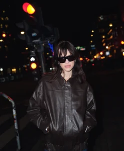 Daisy Oversized Leather Jacket - Espresso Brown - Bild 8