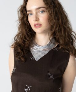 Alternative view of Metallic Scarf and Brooch - 2-pack - Metallic/Black